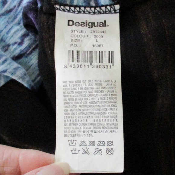 DESIGUAL Brown Multi-Pattern Long Sleeve Graphic Top Large - Picture 9 of 9
